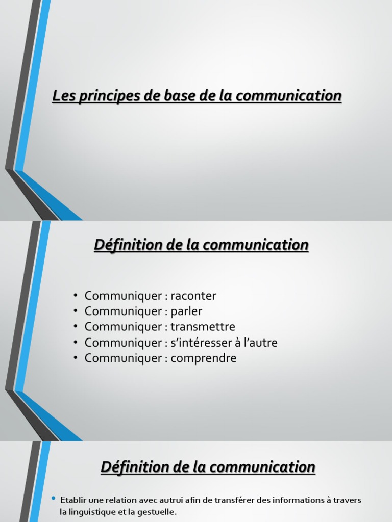 Principes fondamentaux de la communication | PDF | la communication ...