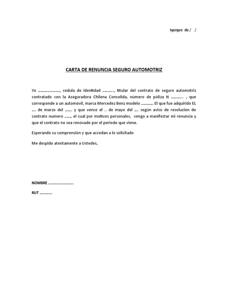 Carta de Renuncia A Seguro  PDF