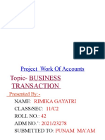 Project Work of Accounts: Topic-BUSINESS Transaction