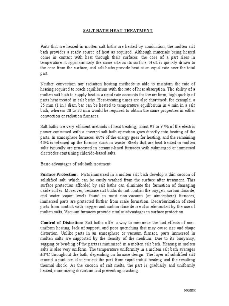 SALT Bath Hardening PDF Heat Treating Heat