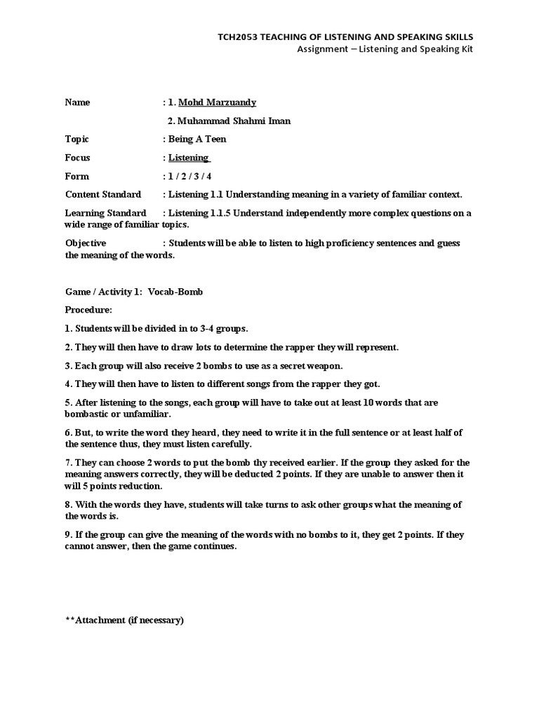 Teaching Listening and Speaking Skills | PDF | Learning