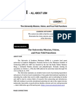 1 - Lesson 1 - Usm Vision, Mission, 4 Fold Functions