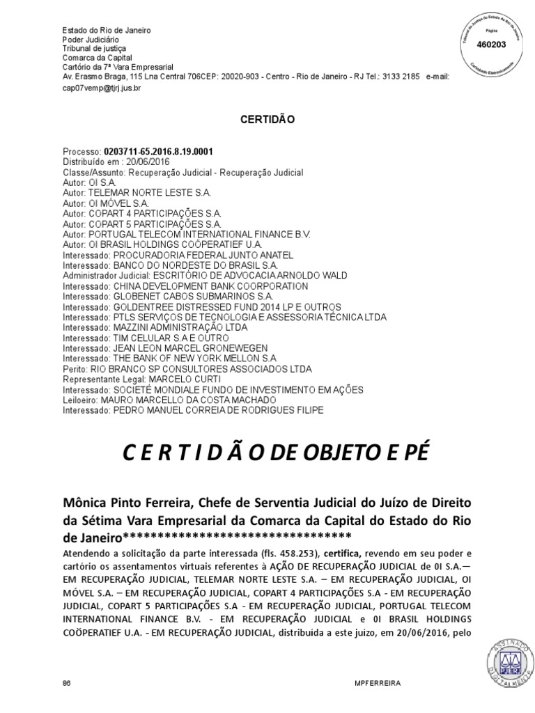 Certidão de Objeto e Pé 12 08 2020 Com Decisões PDF Crédito Finanças e Administração