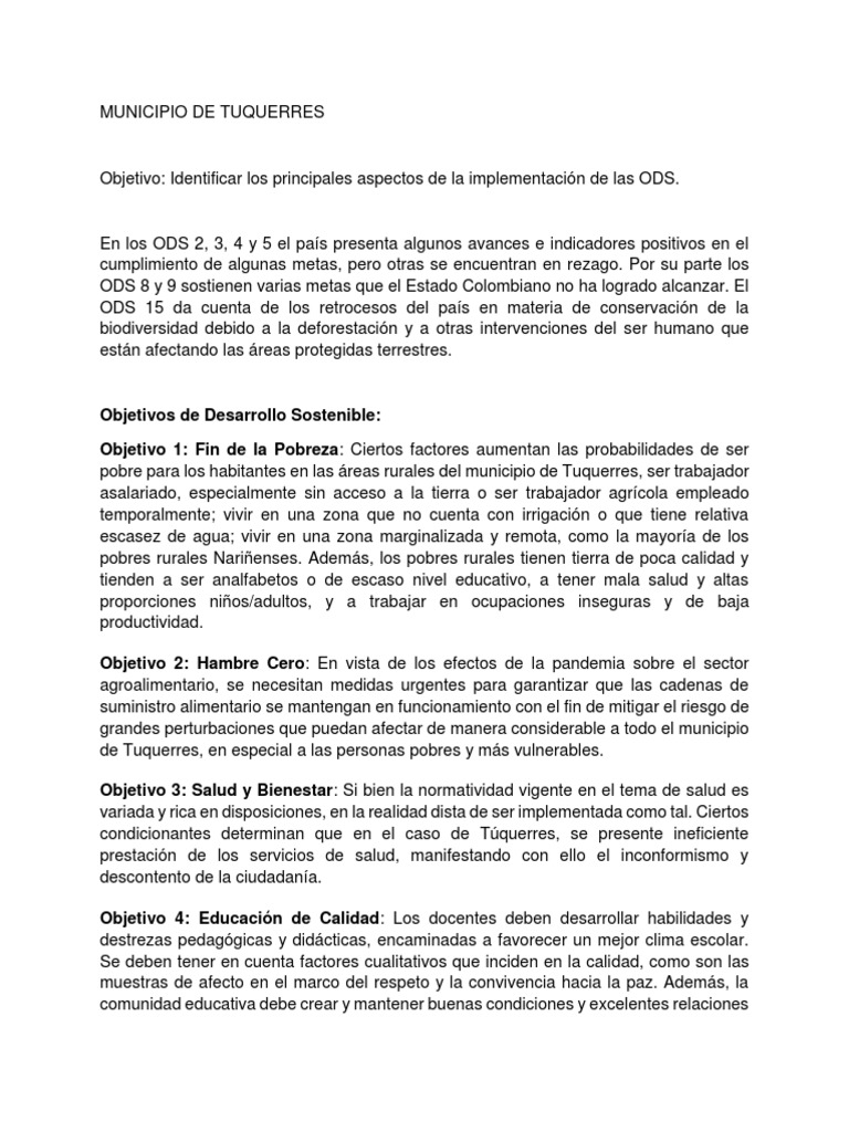 Analisis de Los ODS en El Entorno | PDF | Sustentabilidad | Desarrollo ...