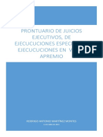 PRONTUARIO PCYM 3 JUICIOS EJECUTIVOS Ejecuciones Especiales y Efecuciones en Via de Apremio