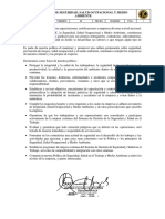 Sso - Ot.001 Política de Seguridad, Salud Ocupacional y Medio Ambiente