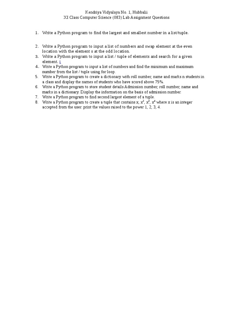 11A Lab Assignments PDF