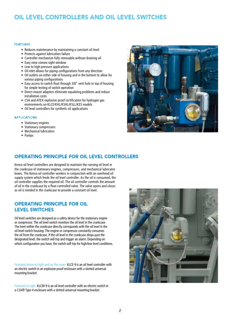Oil Level Controllers and Switches KENCO PDF Valve Switch