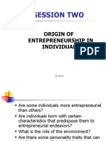 Session Two Origin of Entrepreneurship