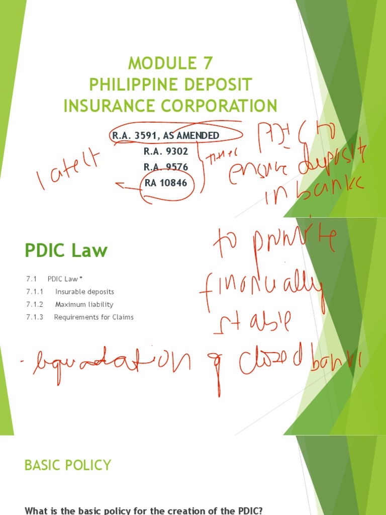 Module+7 Pdic+Law | PDF | Banks | Deposit Account