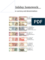 Math Holiday Homework: A) A.indian Currency and Denominations