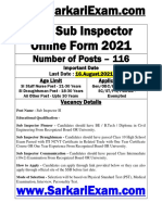 SSB Sub Inspector Online Form 2021