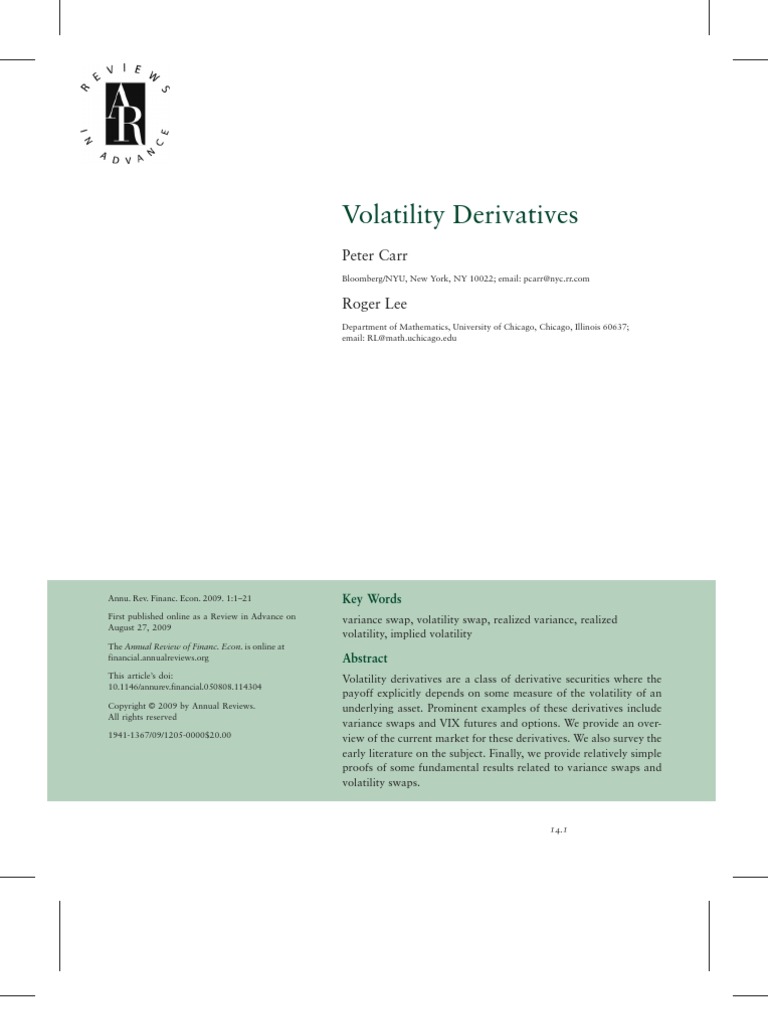 Volatility Derivatives | PDF | Vix | Moneyness