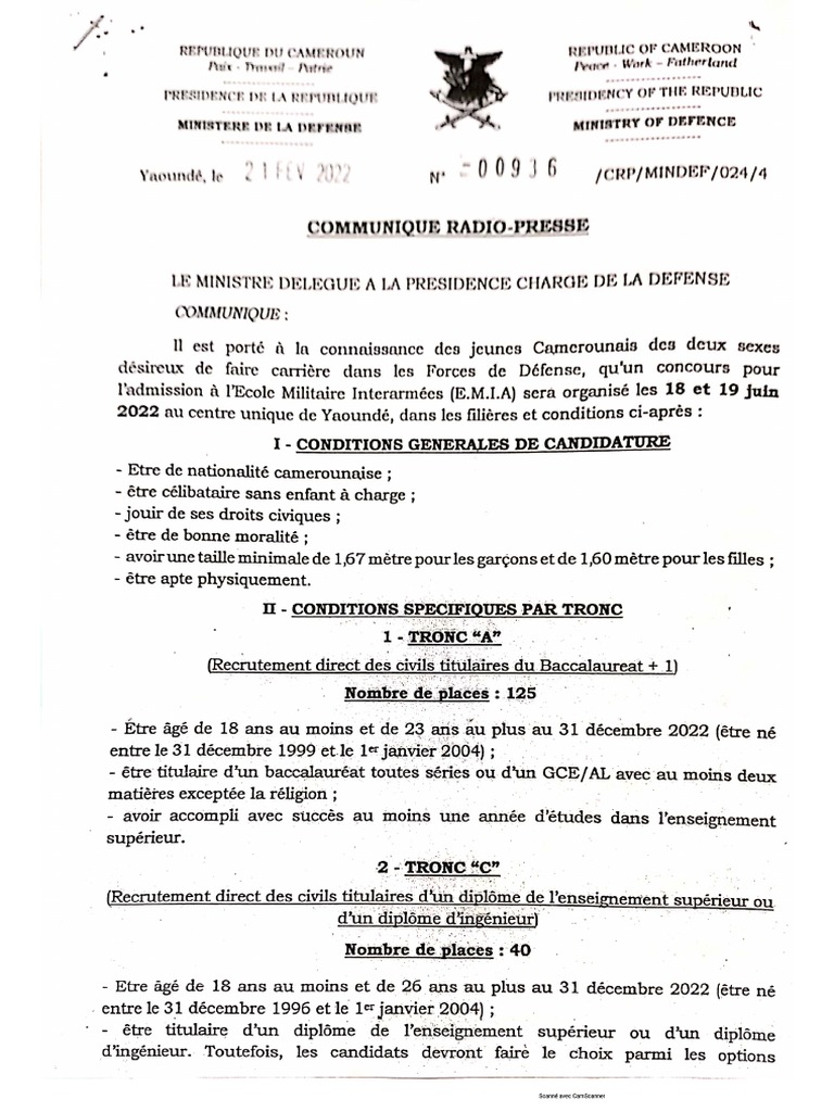 Concours Ingénieur Civil De La Défense 2022 Emia 2022 | PDF