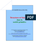 Radcliffe-Brown, A R - Structure Fonction Dans Les Societes Primitive PDF