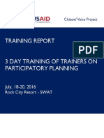 Training Report 3 Day Training of Trainers On Participatory Planning