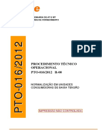 PTO-016 R-00 - Normalização de Unidade Consumidora BT