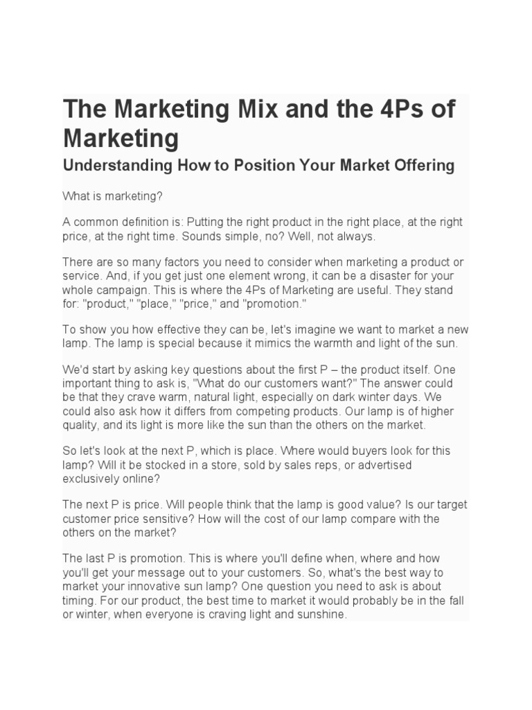 Mastering the 4Ps of Marketing Strategy | PDF | Marketing | Market ...