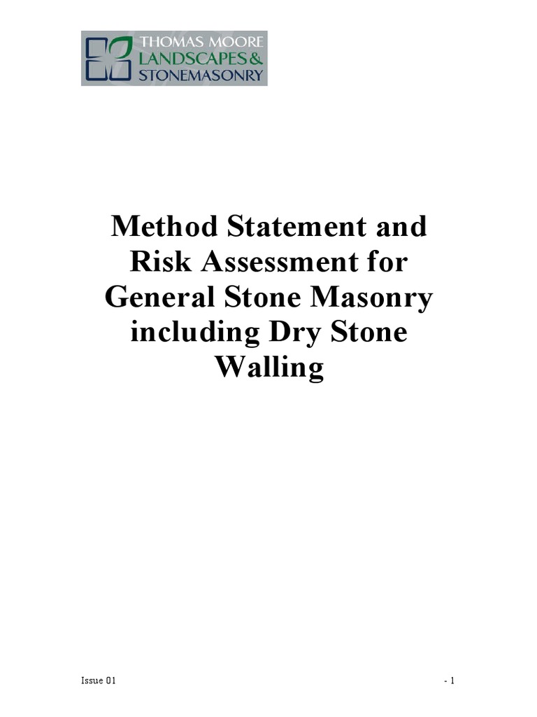 Method Statement and Risk Assessment For General Stone Masonry