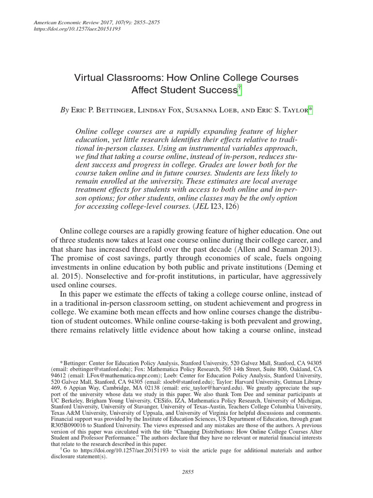 Impact of Online Courses on Student Success | PDF | Distance Education ...