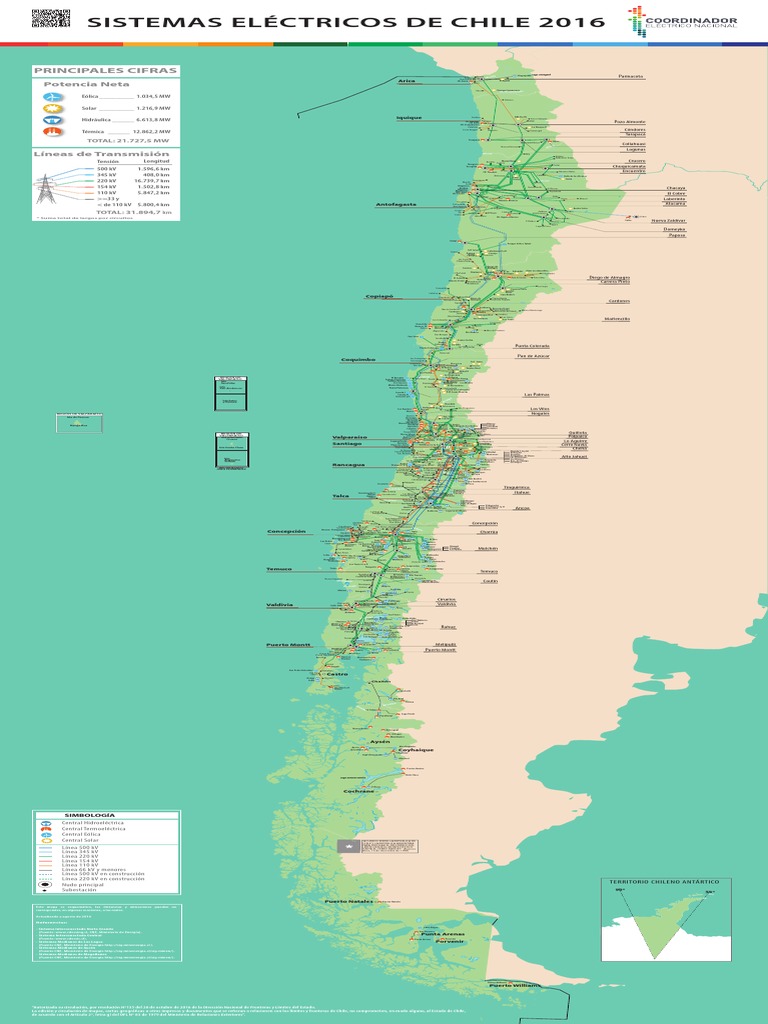 Mapa Sistemas Eléctricos de Chile - 01 - 01 - 2017 | PDF | Chile