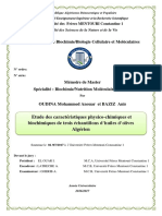 Etude Des Caractéristiques Physico-Chimiques Et Biochimiques de Trois Échantillons D'huiles D'olives Algérien