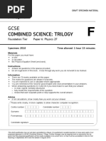 Gcse Combined Science: Trilogy: Foundation Tier Paper 6: Physics 2F