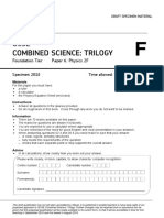 Gcse Combined Science: Trilogy: Foundation Tier Paper 6: Physics 2F