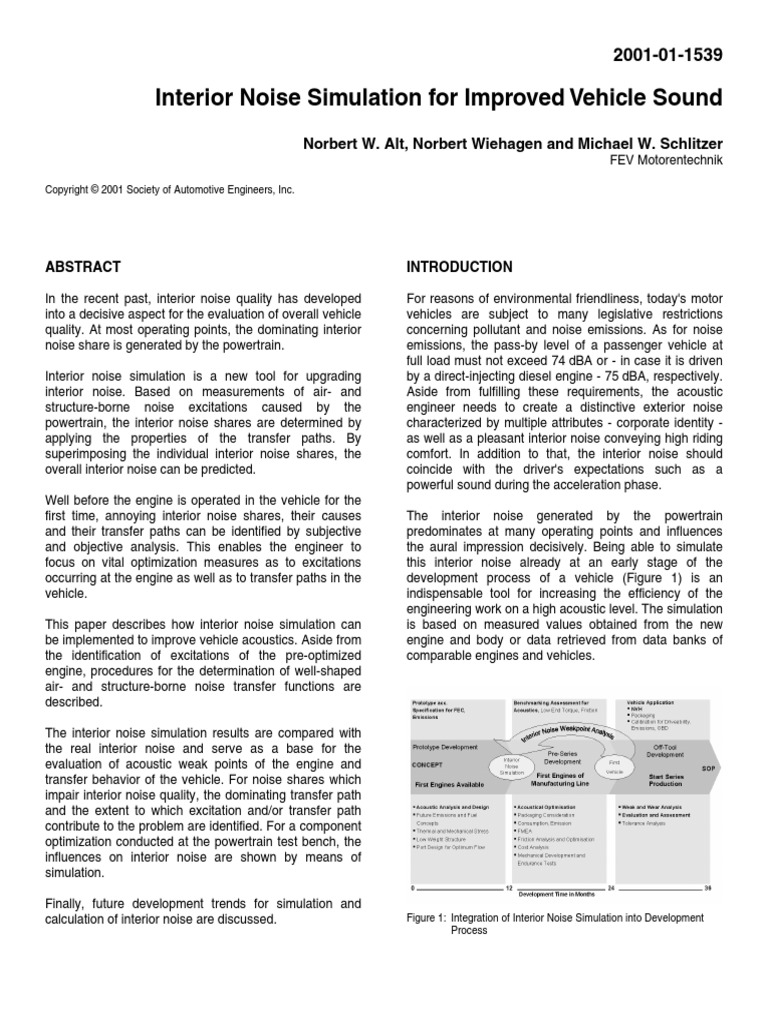 Interior Noise Simulation PDF Noise Simulation