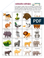 Reconociendo Animales Salvajes en Español Recognizing Wild Animals in Spanish PDF Woksheet