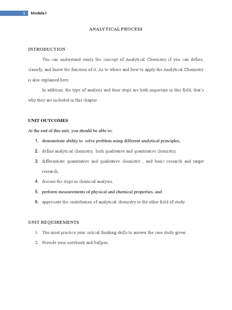 Analyzing Analytical Chemistry Module | PDF | Analytical Chemistry ...