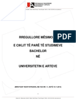 VSA 2 Rregullorja e studimeve cikli 1 - teksti integral rev EK