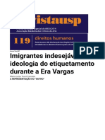 Imigrantes indesejáveis. A ideologia do etiquetamento durante a Era Vargas