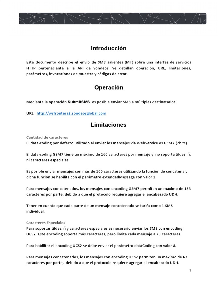 Envío de SMS mediante Web Service JSON | PDF | Transferencia de estado ...