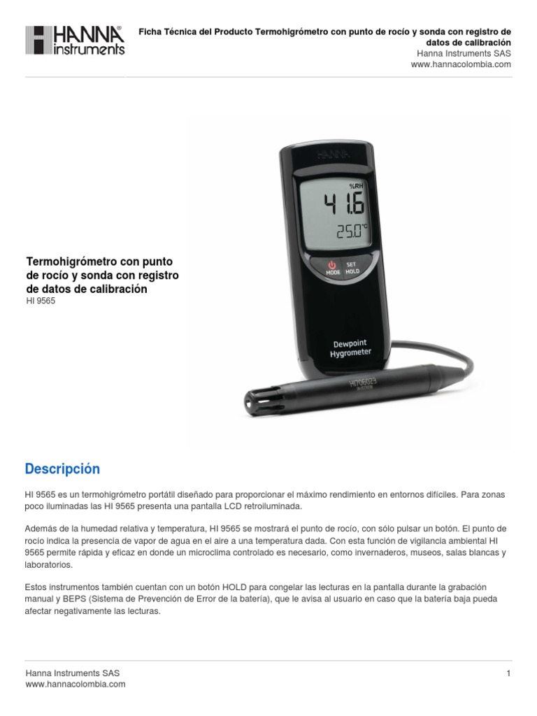 Dewpoint Hygrometer PDF Calibración Cantidades fisicas