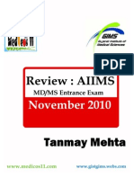 Aiims Nov 2010 Review by Tanmay Mehta