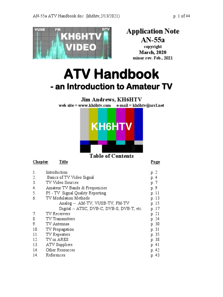 ATV Handbook: - An Introduction To Amateur TV | PDF | Television | Film ...