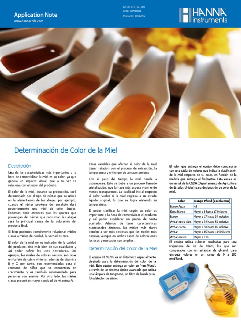 Determinación del Color de la Miel | PDF | Miel | Color