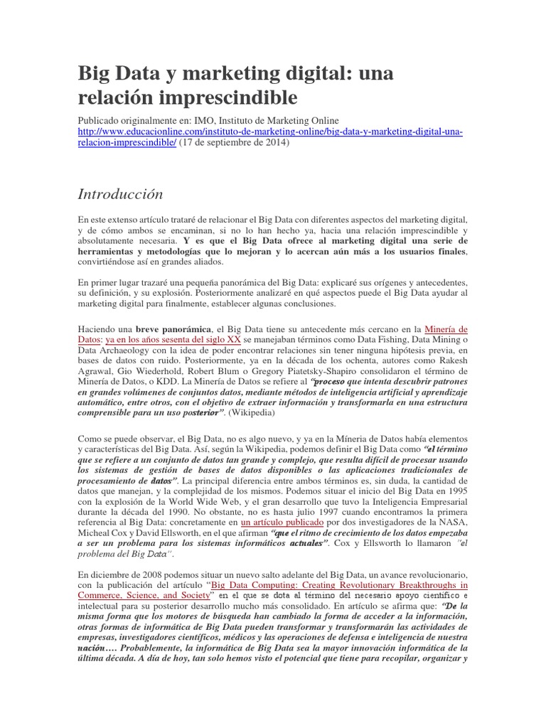 Big Data en Marketing Digital: Claves y Usos | PDF | Big Data | Marketing