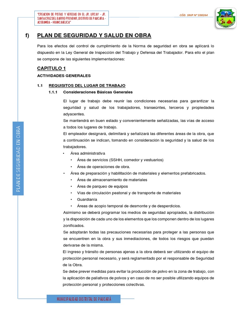 2.F Plan de Seguridad y Salud en Obra Lircayy | PDF | Fundación ...