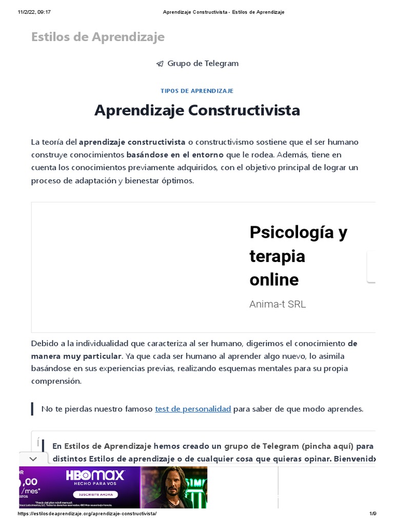 Aprendizaje Constructivista - Estilos de Aprendizaje | PDF ...