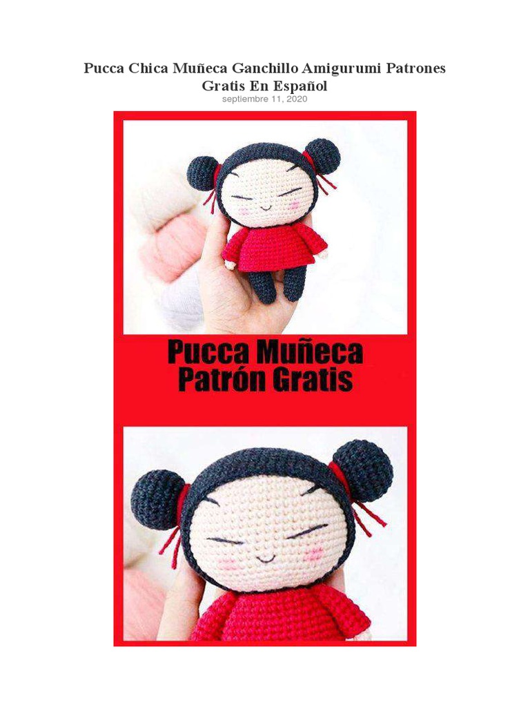 Patrón Gratis Muñeca Pucca Amigurumi | PDF | Tejer | Muñecas