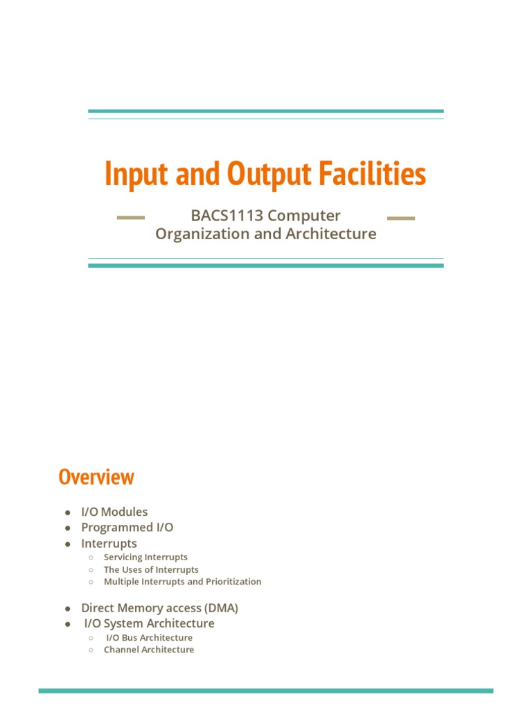 Lec 5 - Input Output Facilities | PDF | Input/Output | Computer Data ...