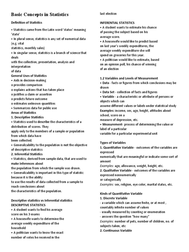 Key Concepts in Statistics Explained | PDF | Sampling (Statistics ...