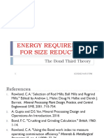 ENERGY REQUIREMENT FOR SIZE REDUCTION - BOND WORK INDEX