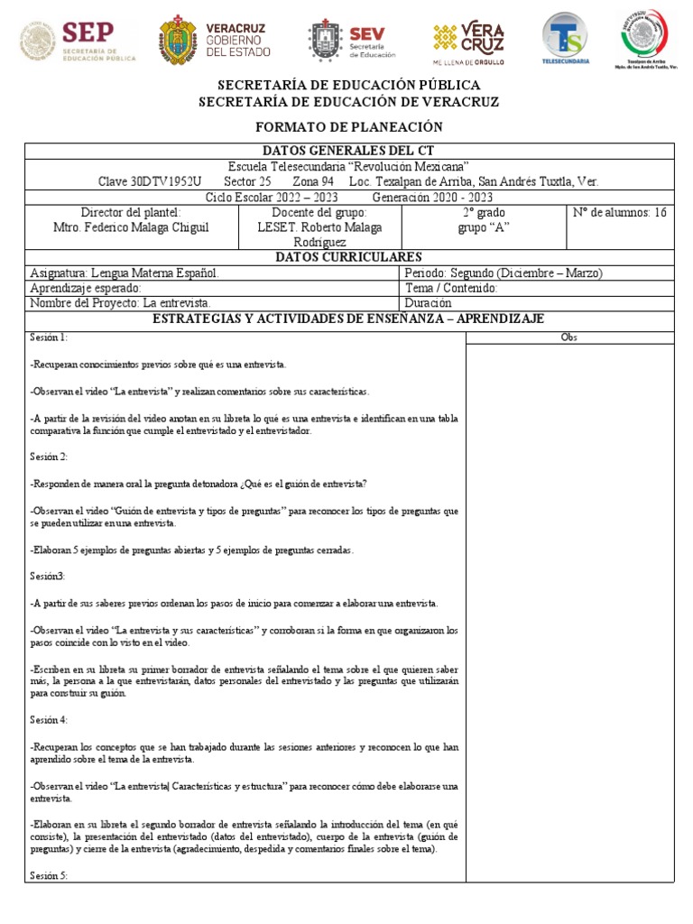 Formato de Planeación Ciclo 21 - 22 | PDF | Modificación de ...