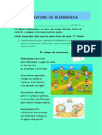 Actividad de Bienvenida Grado 3º Texto de Lectura