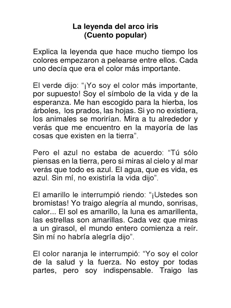 Leyenda del arco iris para niños | PDF | Arco iris | Color