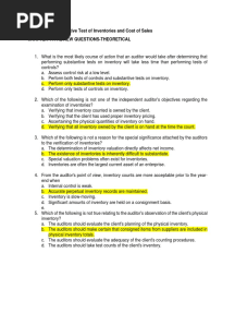 Chapter 11 - Substantive Test of Inventories and Cost of Sales Chapter 11: Review Questions-Theoretical