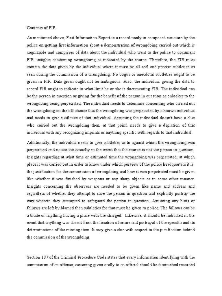 Understanding First Information Reports (FIR) | PDF | Crimes | Crime ...